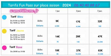 Tarifs Fun Pass .